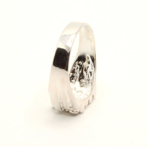 925 Sterling Silver Slanted Center Stripe 7/16 Inch Wide Nugget Ring