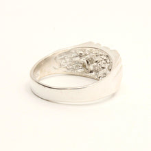 Load image into Gallery viewer, 925 Sterling Silver Slanted Center Stripe 7/16 Inch Wide Nugget Ring
