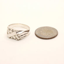 Load image into Gallery viewer, 925 Sterling Silver Slanted Center Stripe 7/16 Inch Wide Nugget Ring
