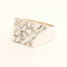 Load image into Gallery viewer, 925 Sterling Silver Thick Slanted Center Stripe 1/2 Inch Wide Nugget Ring
