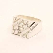 Load image into Gallery viewer, 925 Sterling Silver Thick Slanted Center Stripe 1/2 Inch Wide Nugget Ring
