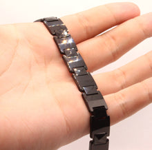 Load image into Gallery viewer, Tungsten Carbide Black Rectangular Faceted Links Magnetic Therapy Bracelet, 1/2 Inch Wide
