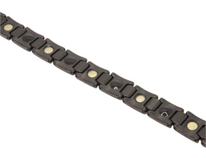 Tungsten Carbide Black Hexagon Faceted Magnetic Therapy Bracelet, 1/2 Inch Wide