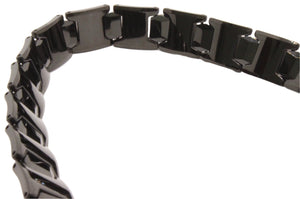 Tungsten Carbide Black Hexagon Faceted Magnetic Therapy Bracelet, 1/2 Inch Wide