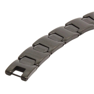 Tungsten Carbide Black Hexagon Faceted Magnetic Therapy Bracelet, 1/2 Inch Wide