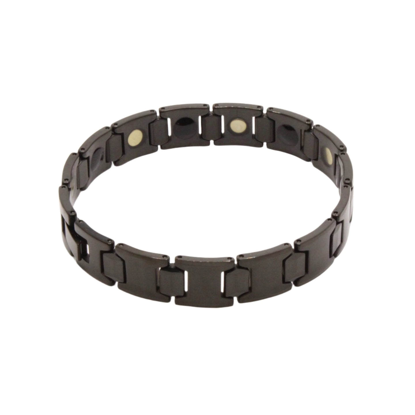 Tungsten Carbide Black Hexagon Faceted Magnetic Therapy Bracelet, 1/2 Inch Wide