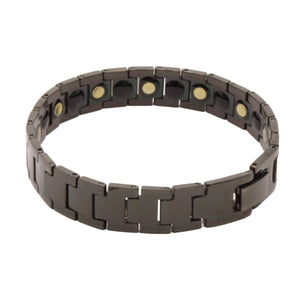 Tungsten Carbide Plain Black Germanium Magnetic Therapy Bracelet, 1/2 Inch Wide