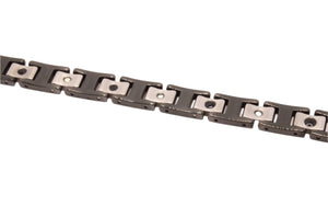 Tungsten Carbide Ceramic Black & Gunmetal Rhombus Faceted Links Magnetic Therapy Bracelet, 3/8 Inch Wide