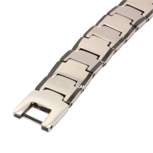 Tungsten Carbide Black Edge Bar Links Magnetic Therapy Bracelet 1/2 Inch Wide