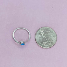 Load image into Gallery viewer, Dainty Sterling Silver Synthetic Opal Bypass Heart Ring for Women
