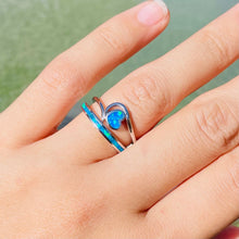 Load image into Gallery viewer, Dainty Sterling Silver Synthetic Opal Bypass Heart Ring for Women
