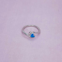 Load image into Gallery viewer, Dainty Sterling Silver Synthetic Opal Bypass Heart Ring for Women
