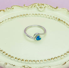 Load image into Gallery viewer, Dainty Sterling Silver Synthetic Opal Bypass Heart Ring for Women
