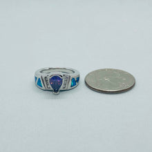 Load image into Gallery viewer, Sterling Silver Blue Synthetic Opal Teardrop Ring 6.4mm, 11mm
