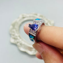 Load image into Gallery viewer, Sterling Silver Blue Synthetic Opal Teardrop Ring 6.4mm, 11mm
