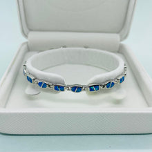 Load image into Gallery viewer, Sterling Silver Synthetic Opal Oval &amp; Square Links Hand Inlay Bracelet
