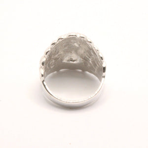 925 Sterling Silver Diamond Cut Finish Native American Head 15/16 Inch Wide, Sizes 8-13 Ring