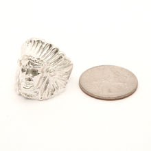 Load image into Gallery viewer, 925 Sterling Silver Diamond Cut Finish Native American Head 15/16 Inch Wide, Sizes 8-13 Ring
