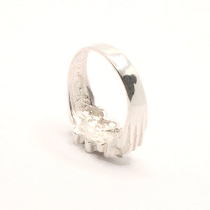 925 Sterling Silver Diamond Cut Finish 7/16 Inch Wide, Sizes 8-13 Nugget Ring