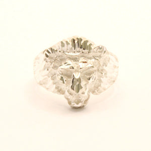 925 Sterling Silver Diamond Cut Finish Lion Head 3/4 Inch Wide, Sizes 8-13 Ring