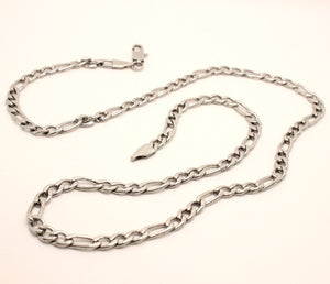 Stainless Steel Figaro Link 5.5mm Wide, Sizes 20-30 Inches Chain Necklace