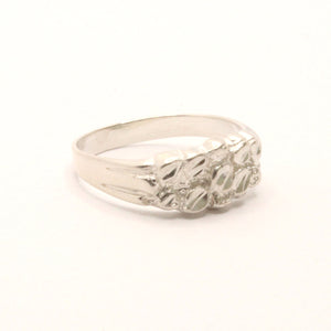 925 Sterling Silver Diamond Cut Finish Nugget Ring