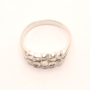 925 Sterling Silver Diamond Cut Finish Nugget Ring