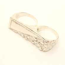 Load image into Gallery viewer, 925 Sterling Silver Rectangular Two Finger (5/8 Inch Wide, Sizes 8-13) Nugget Ring
