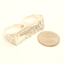 Load image into Gallery viewer, 925 Sterling Silver Rectangular Two Finger (5/8 Inch Wide, Sizes 8-13) Nugget Ring
