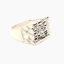 Load image into Gallery viewer, 925 Sterling Silver Large Diamond Cut Finish Square 9/16 Inch Wide, Sizes 8-13 Nugget Ring
