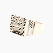 Load image into Gallery viewer, 925 Sterling Silver Large Diamond Cut Finish Square 9/16 Inch Wide, Sizes 8-13 Nugget Ring
