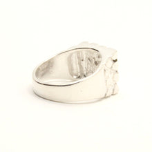 Load image into Gallery viewer, 925 Sterling Silver Large Diamond Cut Finish Square 9/16 Inch Wide, Sizes 8-13 Nugget Ring
