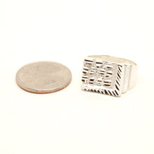 Load image into Gallery viewer, 925 Sterling Silver Large Diamond Cut Finish Square 9/16 Inch Wide, Sizes 8-13 Nugget Ring
