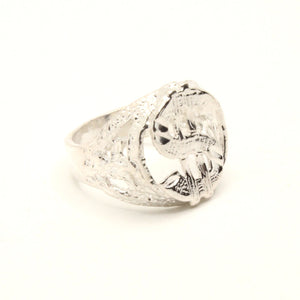 925 Sterling Silver Detailed Dollar Sign Diamond Cut Finish 3/4 Inch Wide, Sizes 8-13 Ring