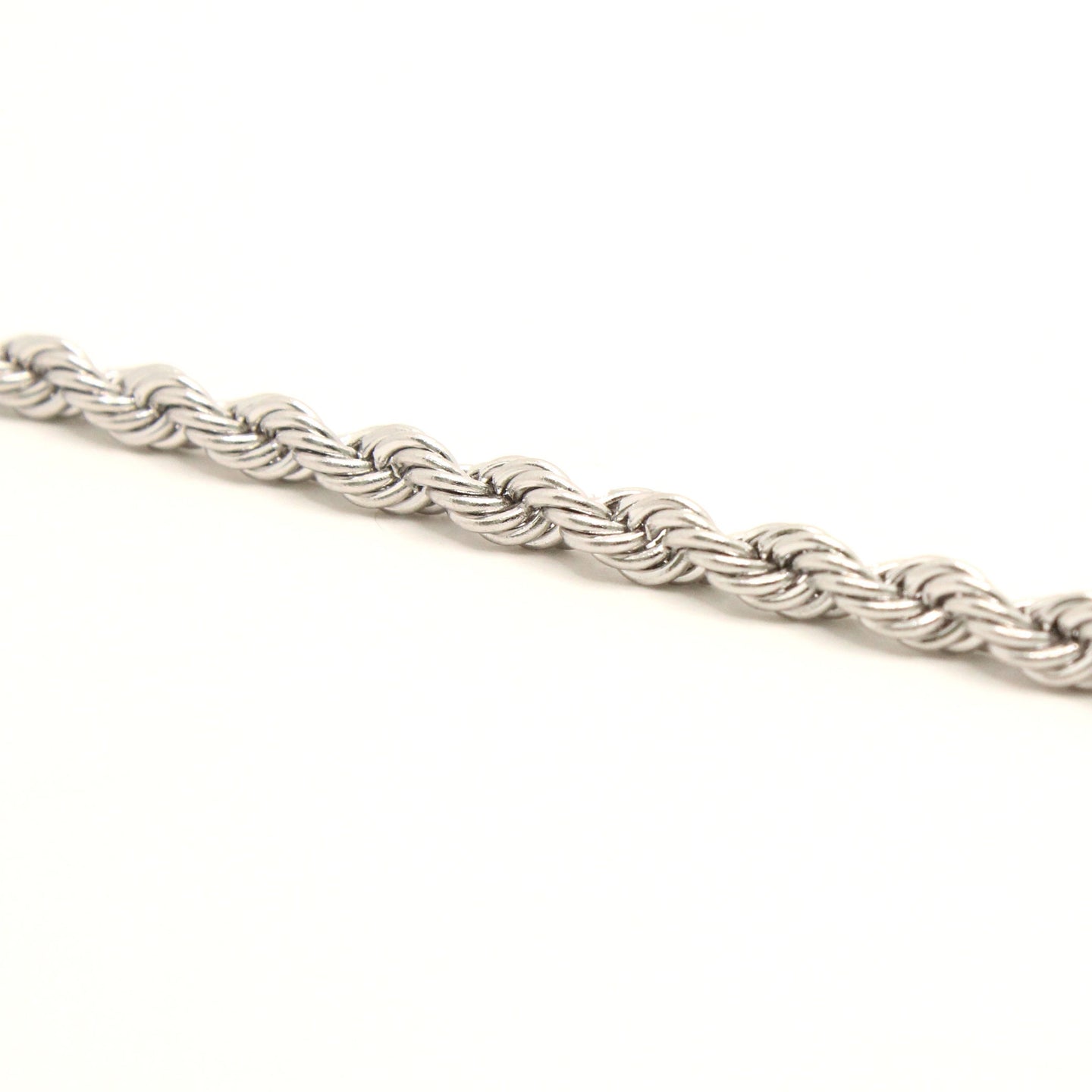 Stainless Steel Textured Rope 3/16 Inch Wide, Sizes 16-30 Inches Chain Necklace