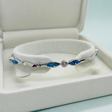 Load image into Gallery viewer, Sterling Silver Synthetic Opal Christian Fish with &amp; CZ stone Hand Inlay 184mm Bracelet
