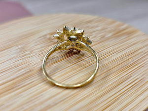 10K Solid Yellow Gold Spinning Fidget Dodecagram Star Ring with CZ