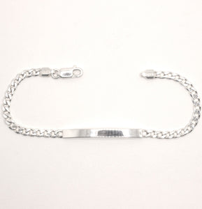 925 Sterling Silver 4mm Wide Personalized Custom Engraved Curb Link ID Bracelet