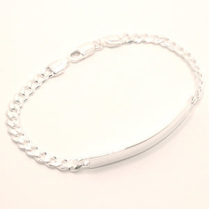 925 Sterling Silver 5mm Wide Personalized Custom Engraved Curb Link ID Bracelet