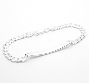 925 Sterling Silver 6mm Wide Personalized Custom Engraved Curb Link ID Bracelet