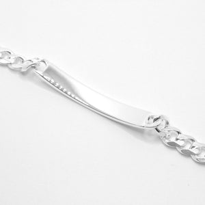 925 Sterling Silver 7mm Wide Personalized Custom Engraved Curb Link ID Bracelet