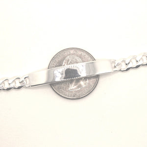 925 Sterling Silver 7mm Wide Personalized Custom Engraved Curb Link ID Bracelet