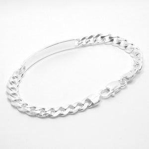 925 Sterling Silver 7mm Wide Personalized Custom Engraved Curb Link ID Bracelet