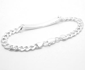 925 Sterling Silver 7mm Wide Personalized Custom Engraved Curb Link ID Bracelet