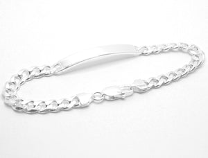 925 Sterling Silver 7mm Wide Personalized Custom Engraved Curb Link ID Bracelet