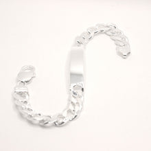 Load image into Gallery viewer, 925 Sterling Silver 9.5mm Wide Personalized Custom Engraved Figaro Link ID Bracelet
