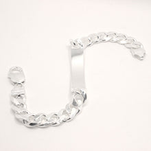 Load image into Gallery viewer, 925 Sterling Silver 9.5mm Wide Personalized Custom Engraved Figaro Link ID Bracelet
