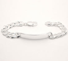 Load image into Gallery viewer, 925 Sterling Silver 9.5mm Wide Personalized Custom Engraved Figaro Link ID Bracelet
