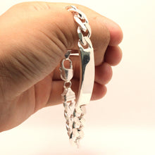 Load image into Gallery viewer, 925 Sterling Silver 11mm Personalized Custom Engraved Figaro Link ID Bracelet
