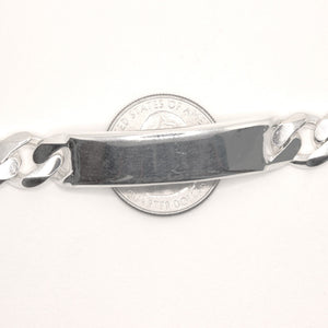 925 Sterling Silver 11mm Personalized Custom Engraved Figaro Link ID Bracelet